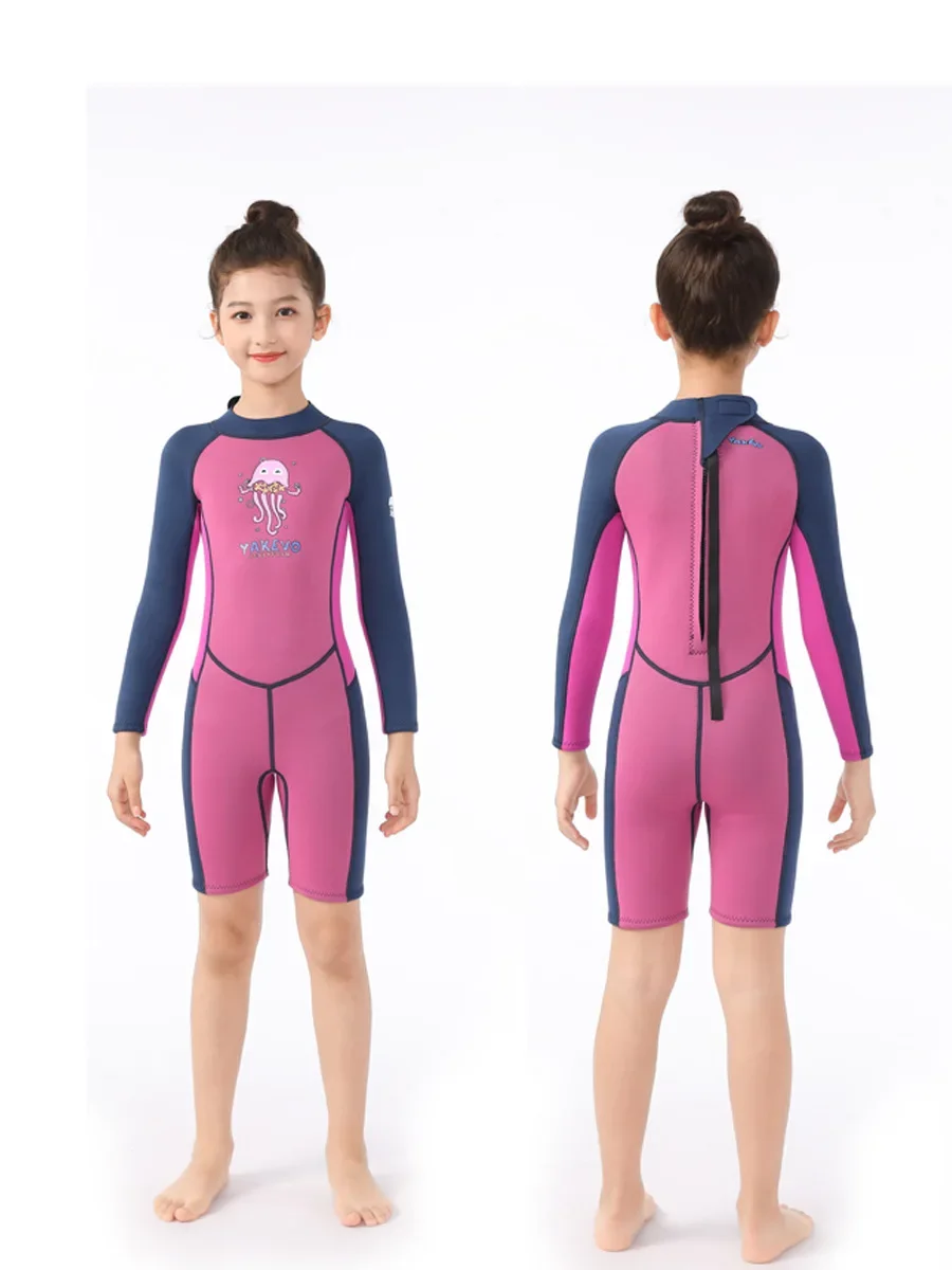 Kids Neoprene Split Wetsuit 2.5mm Thermal Keep Warm Diving Suit Snorkeling Surfing Swimming Suit Boy Girl Diving Clothes