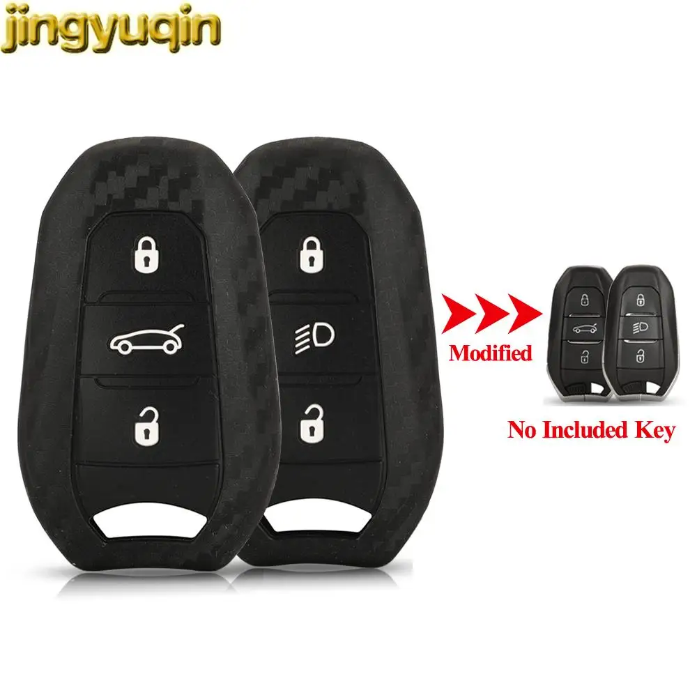 

Jingyuqin 3B Carbon Silicone Key Cover Case For Peugeot 4008 5008 2008 408 508 3001 Citroen C3-XR C4L C6 C5X DS4 DS6 5LS DS3