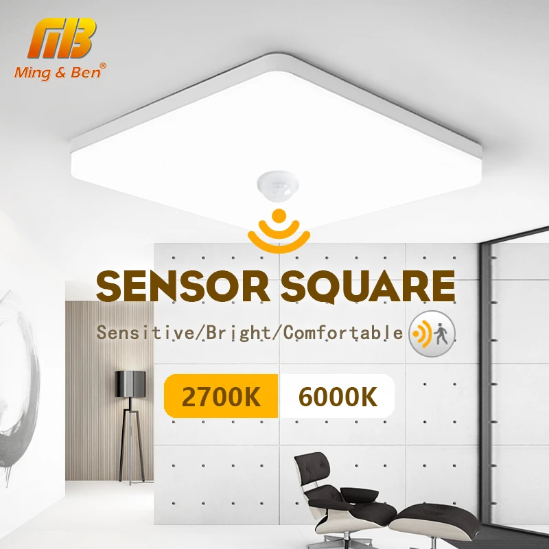 Square PIR LED Ceiling Lights Infrared Motion Sensor 36W 110V 220V Lustre Hanging Lamps for Ceiling Chandelier for Dining room star string lights