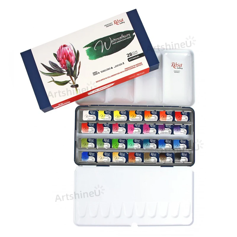 Professional ROSA Gallery Botanical Watercolor Paint Set 14/16/28 Full Pans Solid Water Color for Artists Adults Art Supplies watercolor painting set watercolor paint watercolor pigment