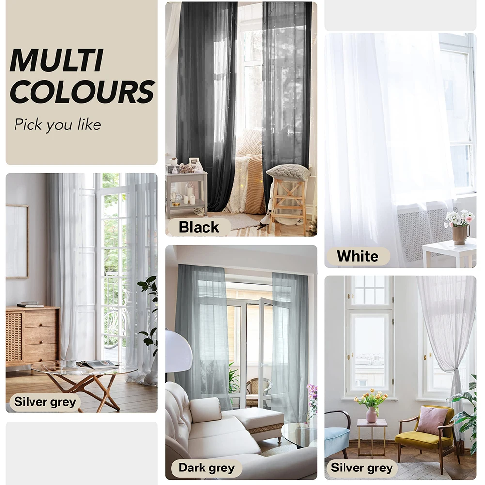 Solid White Sheer Curtains – Modern Voile Organza Drapes for Living Room & Kitchen Window Décor 6