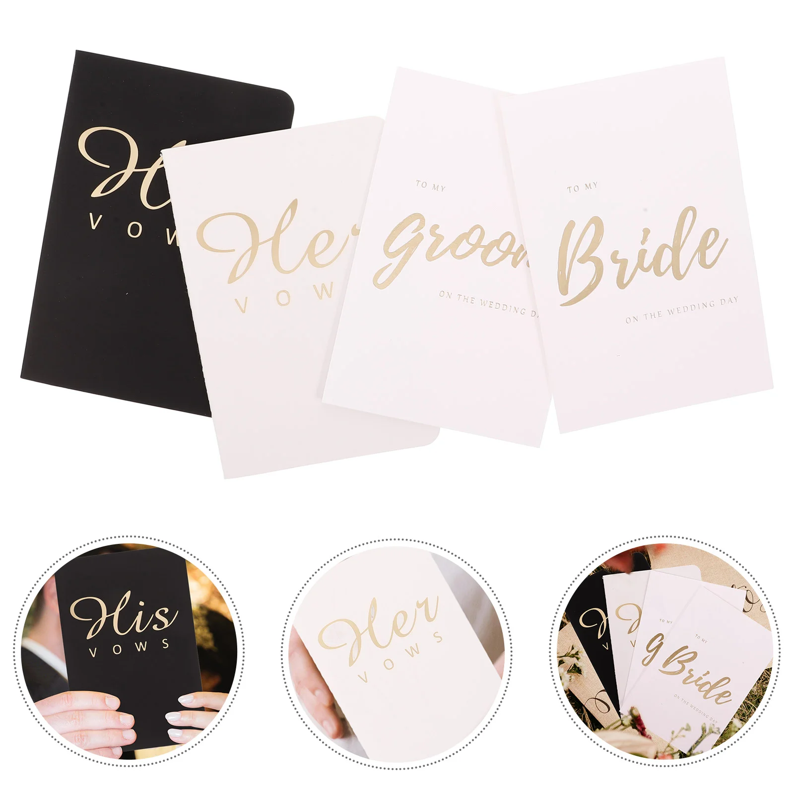 His Hers Vow Book Wedding Speech Notebook Bride Groom Books Gold Foil Lettering Vows Bridal Shower Party Favor Guest Books