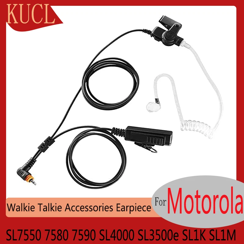 SL300 Walkie Talkie Headset with Acoustic Tube, Compatible with Motorola SL7550, SL7580, SL7590, SL4000, SL3500e, SL1K, SL1M risenke earpiece for motorola sl300 sl7550 sl7580 sl7590 sl4000 sl1m sl1k walkie talkie acoustic air tube headset ptt mic