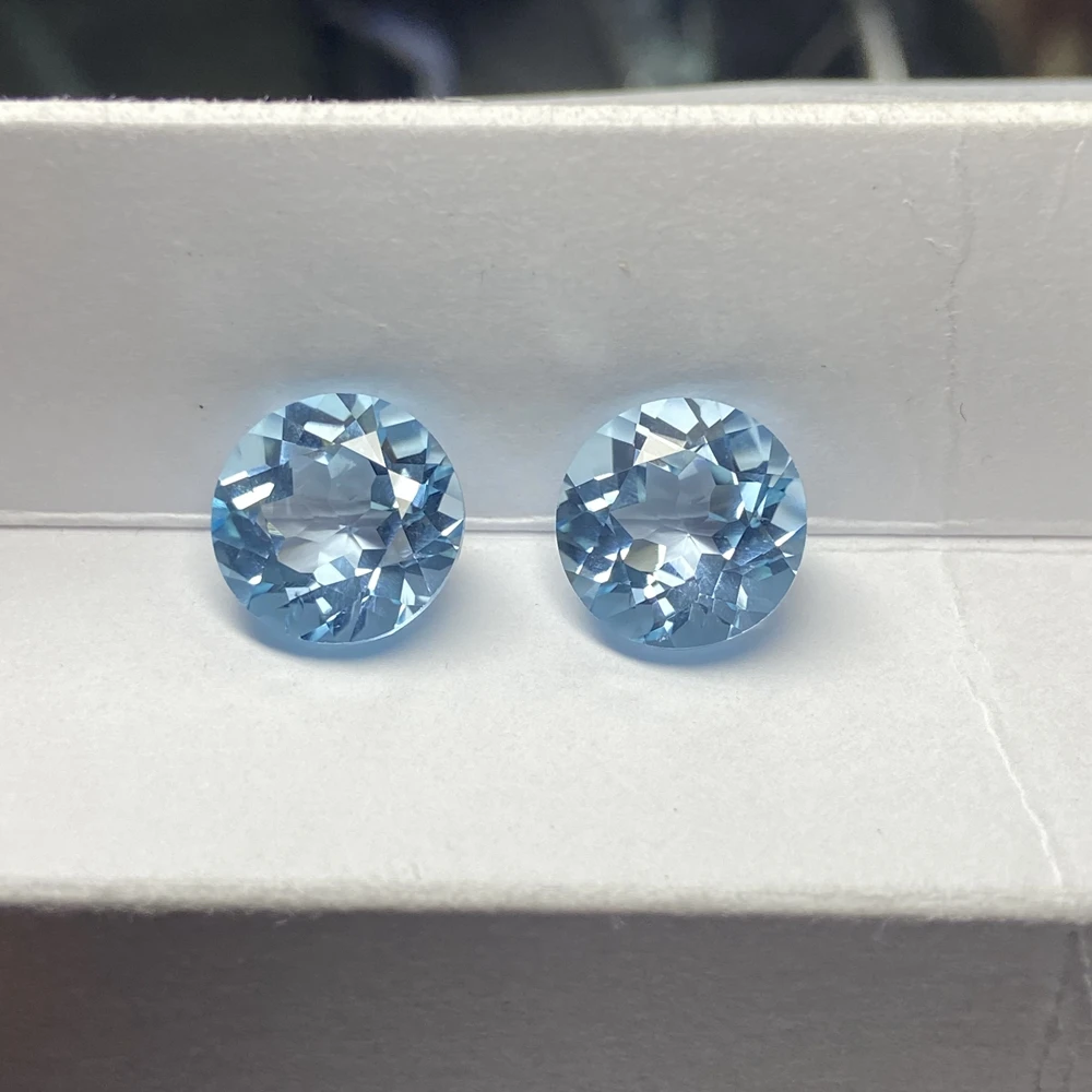 

6mm-12mm Sizes Natural Topaz Round Brilliant Cut Sky Blue Color Gemstones