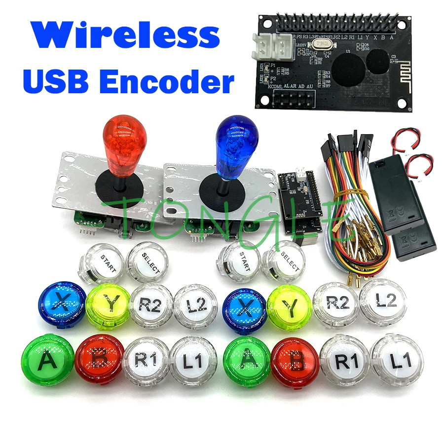 

2.4G Wireless Arcade Game Controller Copy SANWA Joystick Button USB Encoder PS Stick DIY KIT for PS3 Android Raspberry Pi PC