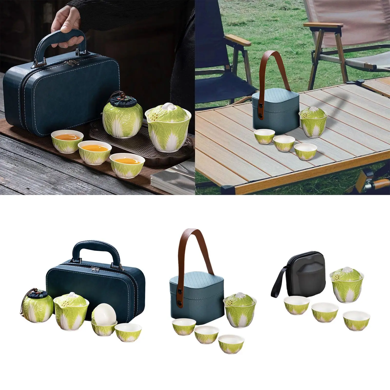 Travel Tea Set Fashion Justice Cup Storage Case Porcelain Teacup Kung Fu Tea Set for Party Office Gifting Camping Picnics