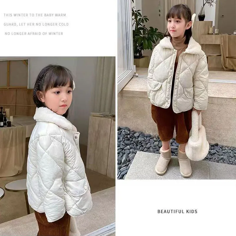 2-6Y Kids Quilted Puffer Jacket with Fleece Collar Toddler Green Warm Winter Coat