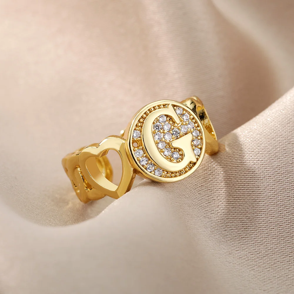Gold New Design Stone G Letter Ring