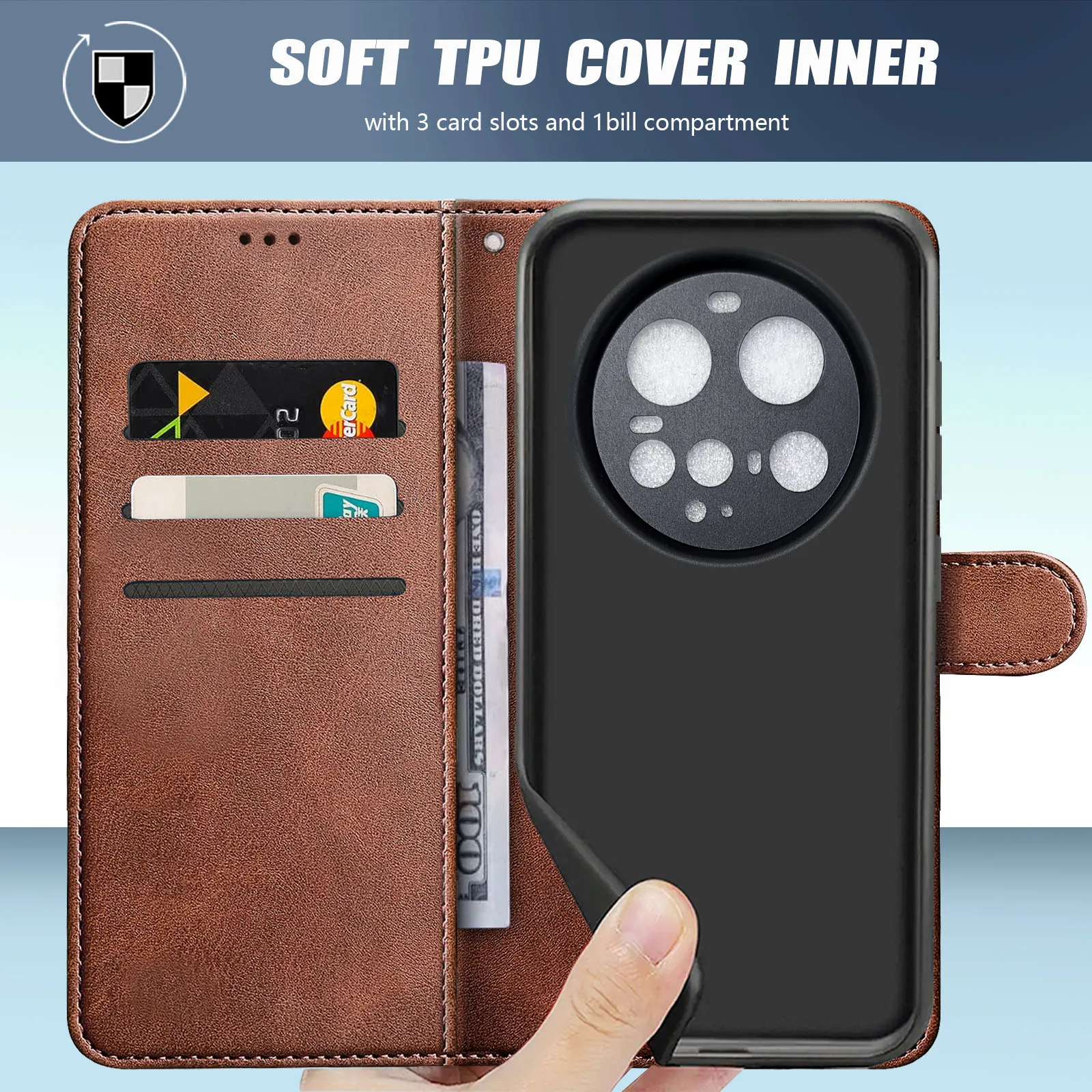 Luxury Wallet Case with Card Holder - Magnetic Retro Flip Leather Full Protection Cover