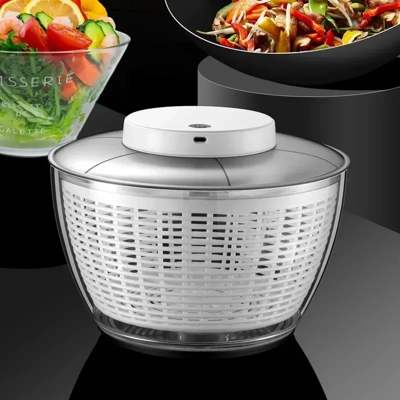 Electric Salad Spinner Vegetable Dehydrator Fruit Dryer Lettuce Drainer Dry and Wet Separation Draining Salad Kitchen Gadgets vegetable dryer