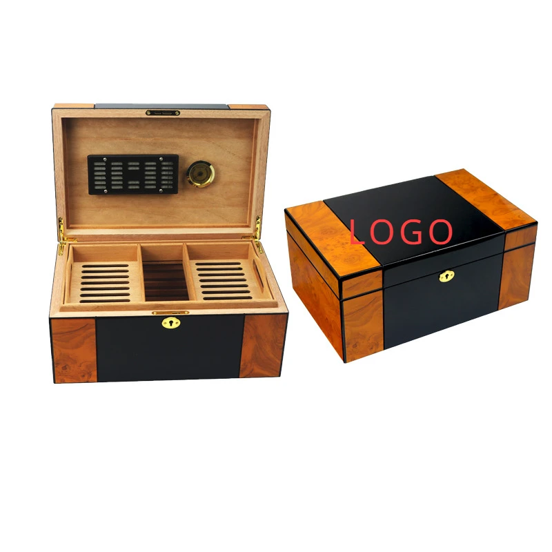 

Piano Painted Cigar Humidor Large Capacity Sealed Cedar Wood Double Layer Cigar Storage Cabinet