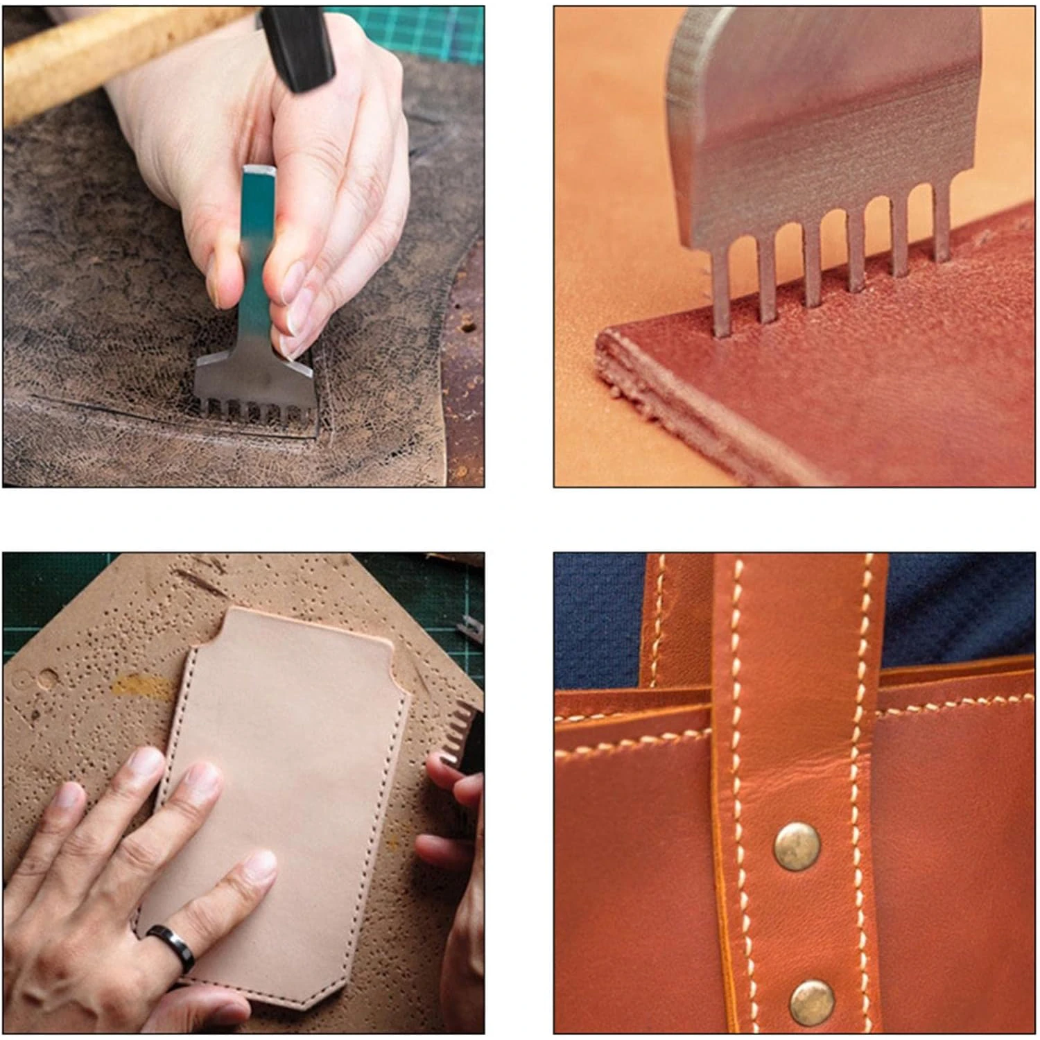 Leather Hole Punch 1/2/4/6 Holes Fork Row DIY Leathercraft Hand Piercing Stitching Tool