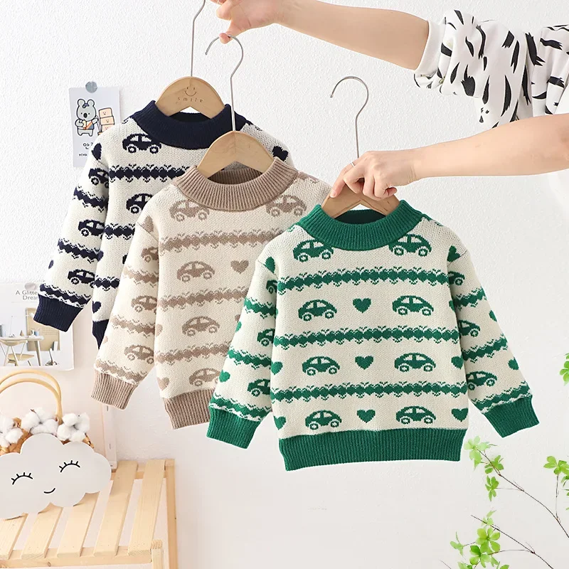 

Boys Autumn Winter Sweater Kids Cotton 1-8 Years Childrens Clothing Brand Round Neck Pullover Knit Girl Sweater Baby Top FY11103