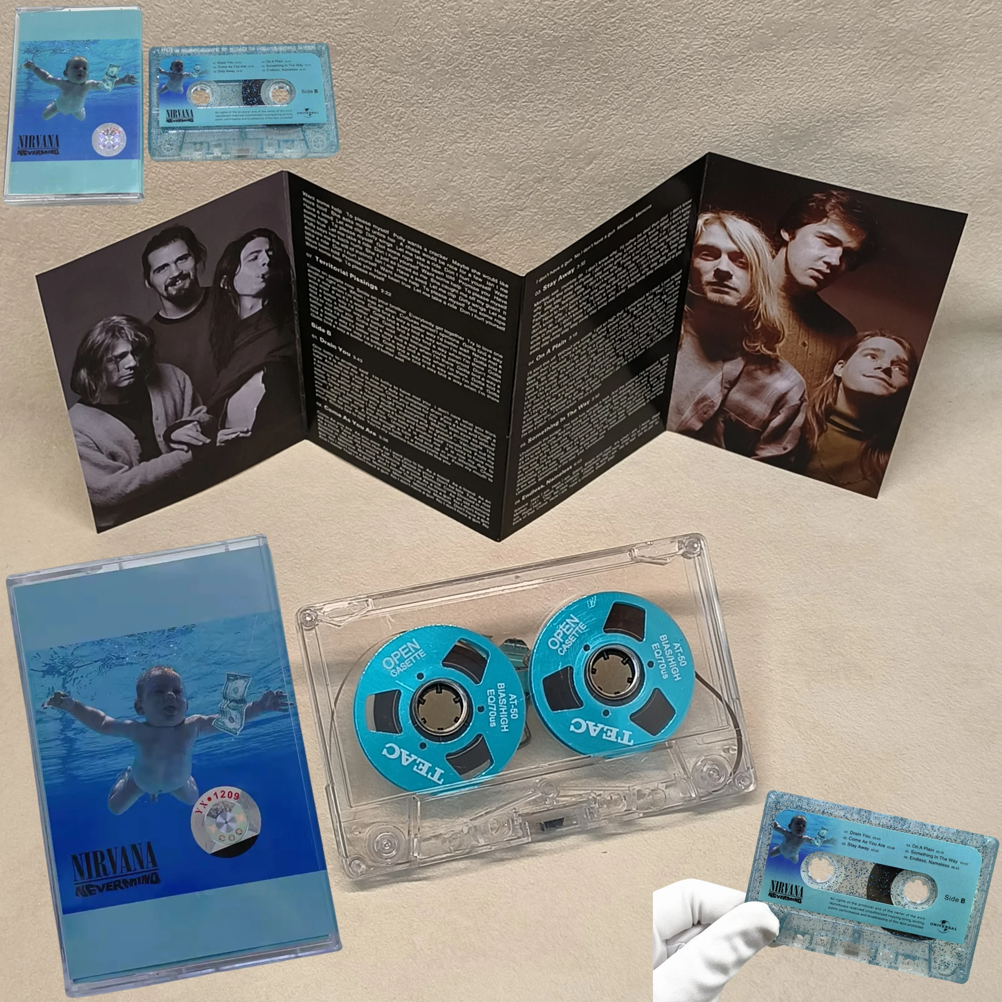 록 밴드 커트 도널드 코베인 뮤직 테이프, Nevmind 앨범, 금속 CD 카세트, 코스프레 녹음기 워크맨 사운드트랙 박스, 파티 음악