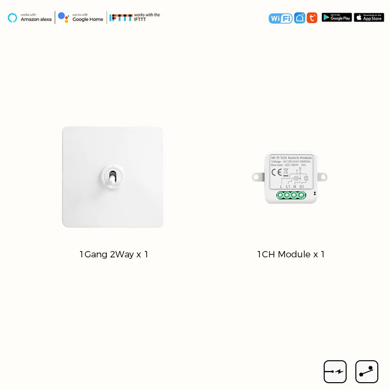 Avoir Rocker Geçiş Anahtarı İnce Çerçeve Tuya Akıllı Ev Wifi Modülü Beyaz Paslanmaz Çelik Mini Akıllı Anahtar Wifi Ev Aksesuarları