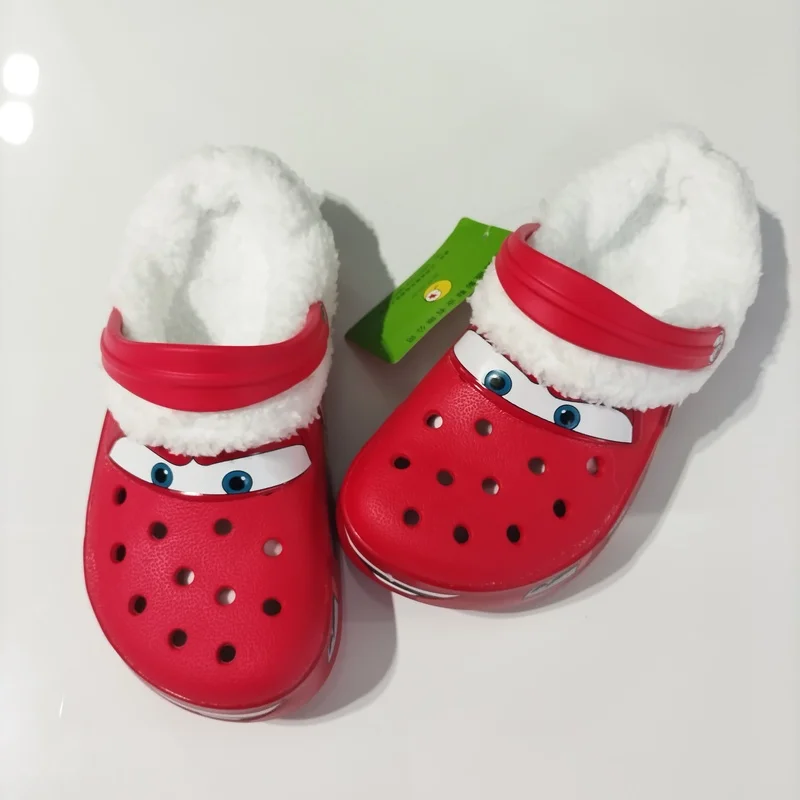 Mcqueens Anime Slippers Disney Pixar Eva Warm Shoes Solid Slippers Sand Winter Plush Insulation Casual Adult Shoes Comfort Gifts