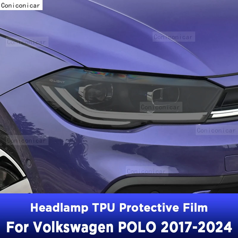 

Защитная Дымчатая Черная защитная пленка против царапин для автомобильных фар ТПУ наклейки для Volkswagen POLO 2017-2024 аксессуары