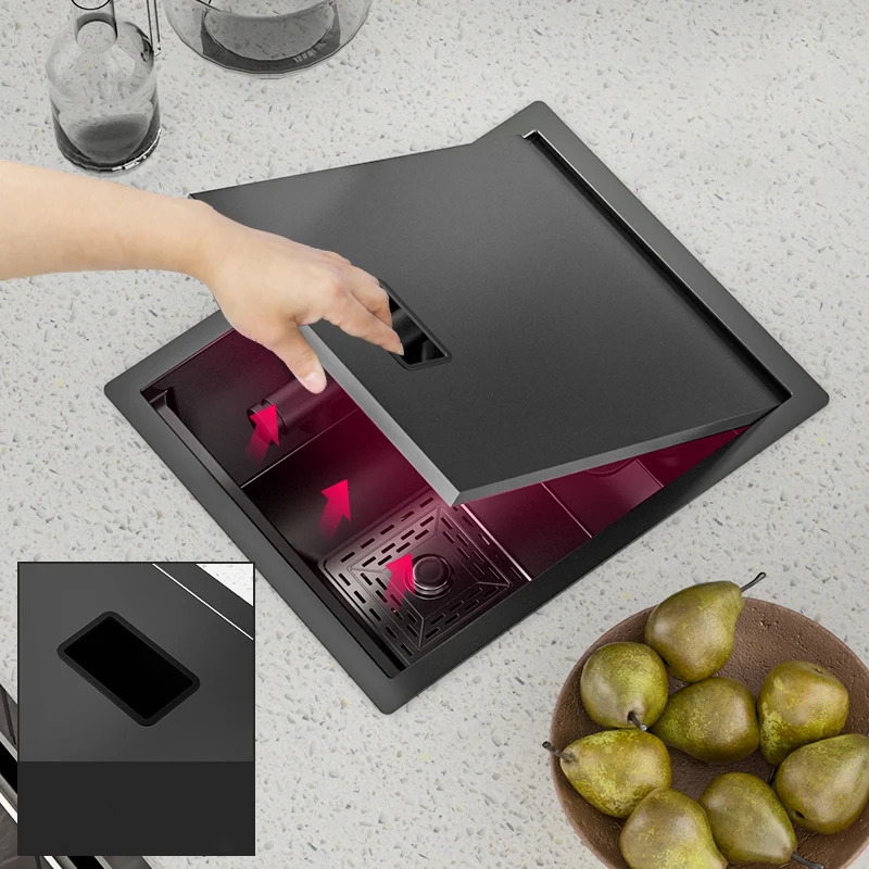 Bar Sink Single Bowl Hidden Black Kitchen Sink Stainless Steel Undermount Square Small Size Kitchen Sinks Bar or Balcony sink