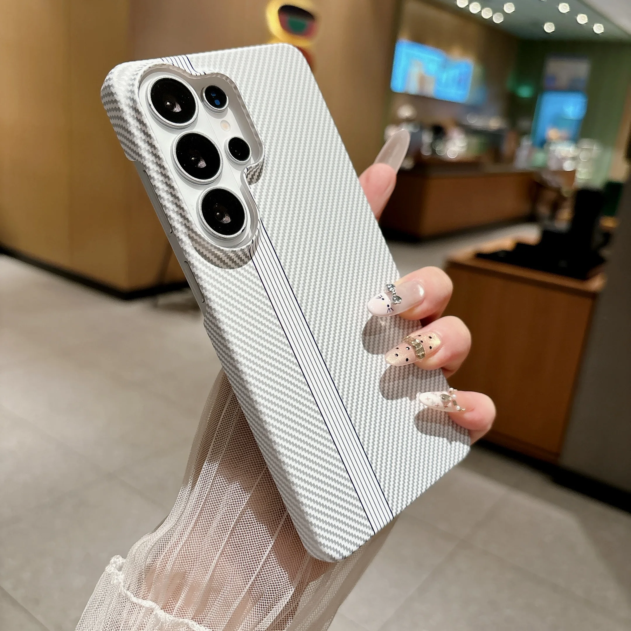 Frameless Slim Carbon Fiber Texture Plastic Phone Case