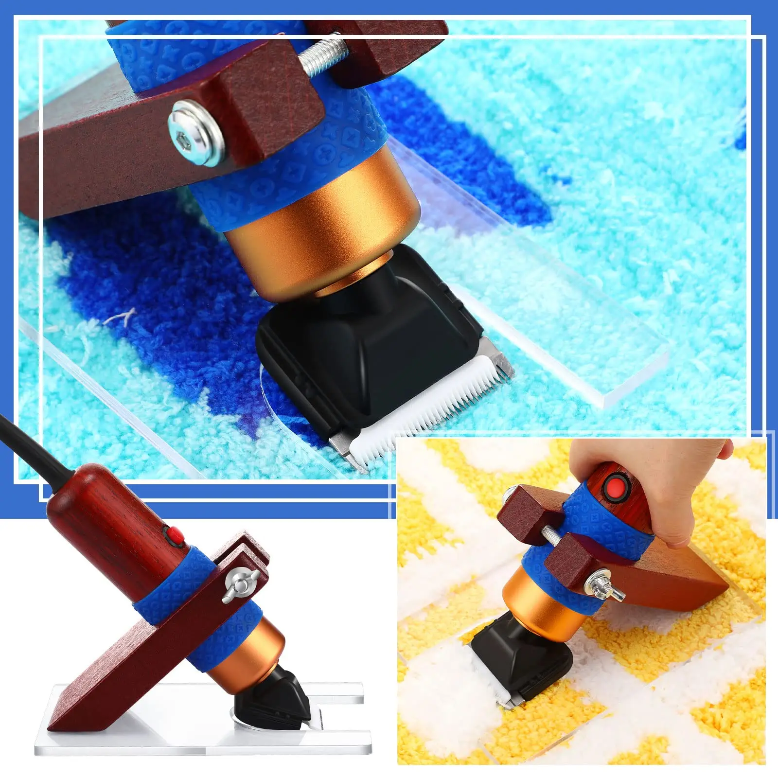 Carpet Trimmer With Wooden Shearing Guide Carpet Carving Machine Electric Speed ​​Adjustable Shears Scissors For Rug Tufting Gun 6