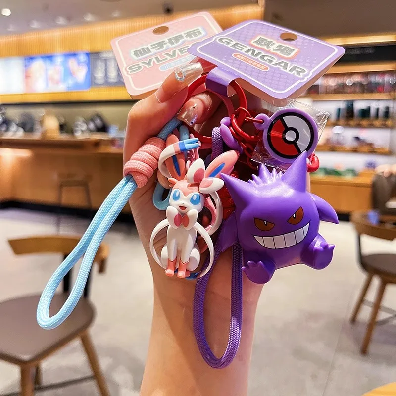 حقيقية البوكيمون المفاتيح بيكاتشو Gengar Sylveon Sprigatito Quaxly Fuecoco أنيمي عمل الشكل لعبة كيرينغ العطر قلادة هدية