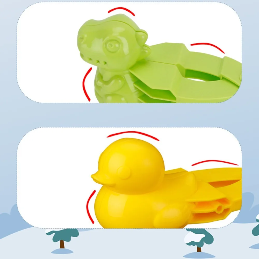 Snow Mold Snowball Maker Winter Snow Toys Snow Mold Tongs Cartoon Dinosaur Duck Shape Snow Sand Clip Mold Kid Snowball Fight 2