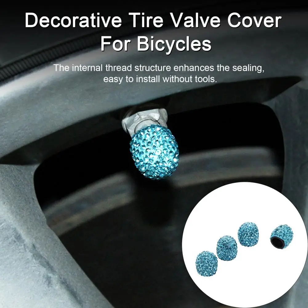 

4Pcs Bling Tire Valve Covers Rhinestone Decor Tire Valve Cover Universal Vehicle Truck Motorcycle Bicycle Car Wheel Valve Covers