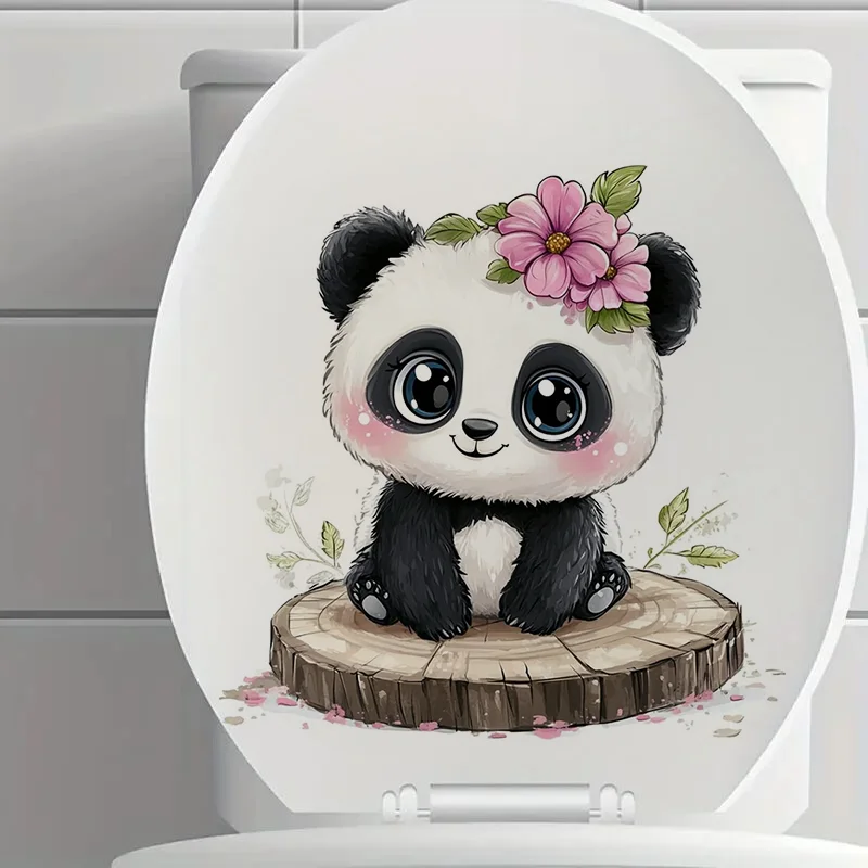 Cute Panda Toilet Stickers Decoration for Living Room, Wall, Bedroom, and Home Decor Car Decals Self-Adhesive