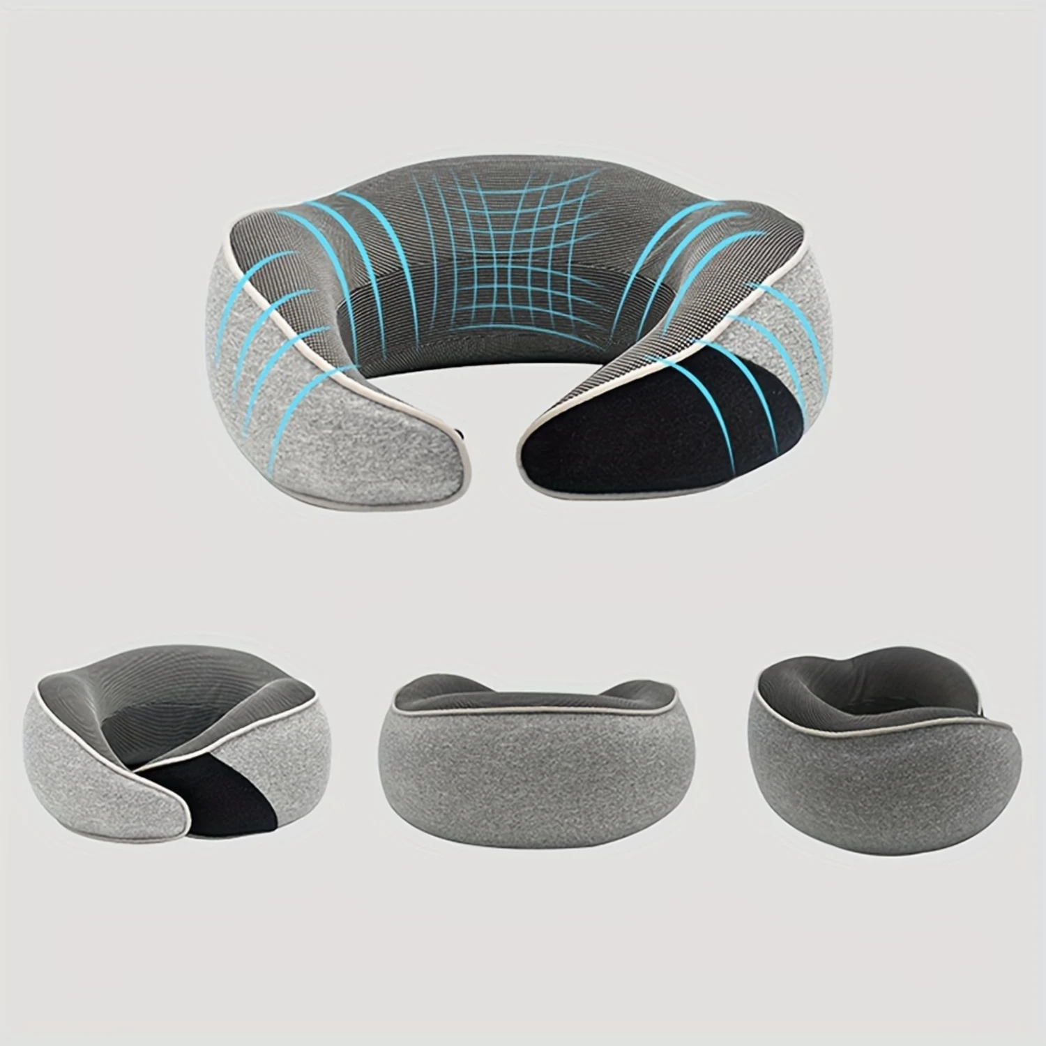 Memory Foam U-Shaped Travel Neck Pillow with 360-Degree Neck Support-Lightweight & Washable-Ergonomic Office/Car/Airplane Cu