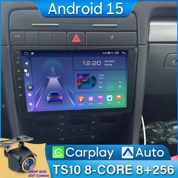 Radio de coche Android 14 para Audi A4 2 3 B6 B7 S4 RS4 2000-2009 Android 15 navegación GPS Android Auto estéreo Carplay pantalla No 2din 1
