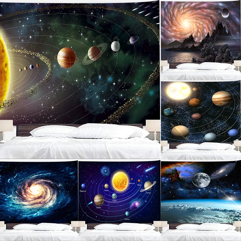

Mural Bedroom Living Room Dormitory Home Decoration Planet Outer Space Galaxy Universe Tapestry Wall Hanging