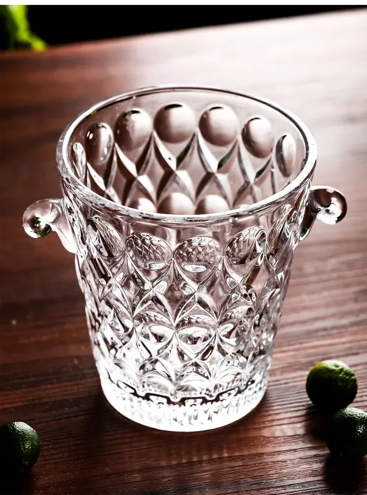 Japanese Lead-free Glass Small Bartender Carving Bar KTV Cocktail Ice Champagne Bucket 1.5L