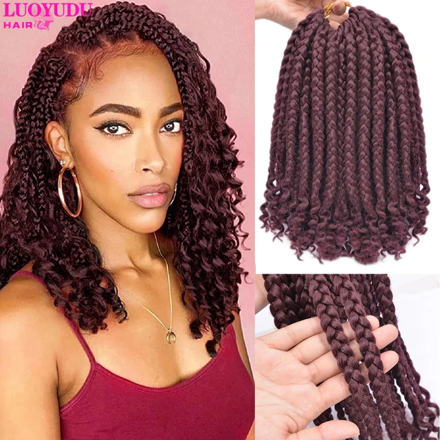 Short Crochet Box Braids With Curly End Pre Stretched 10Inch Omber Bob Box  Braid Crochet Hair For Women/Kids - AliExpress