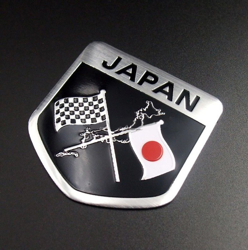 Japan Flag Shield Emblem Badge Car Sticker Japanese Flag Badge Body Bumper Styling Decor Sticker Badge Universal Car Accessories