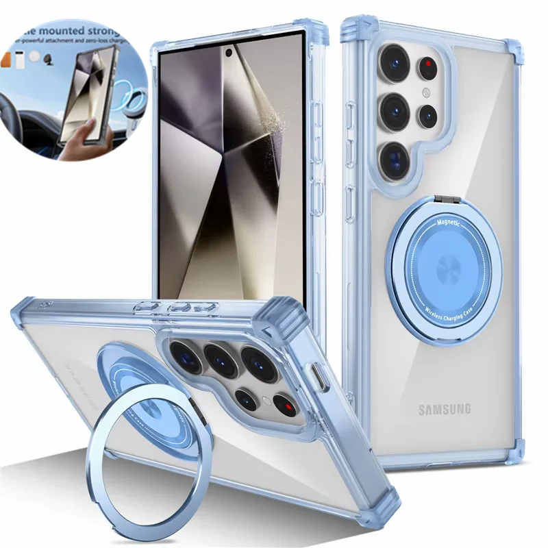Enhanced Magnetic Clear Case with Wireless Charging Ring Cover