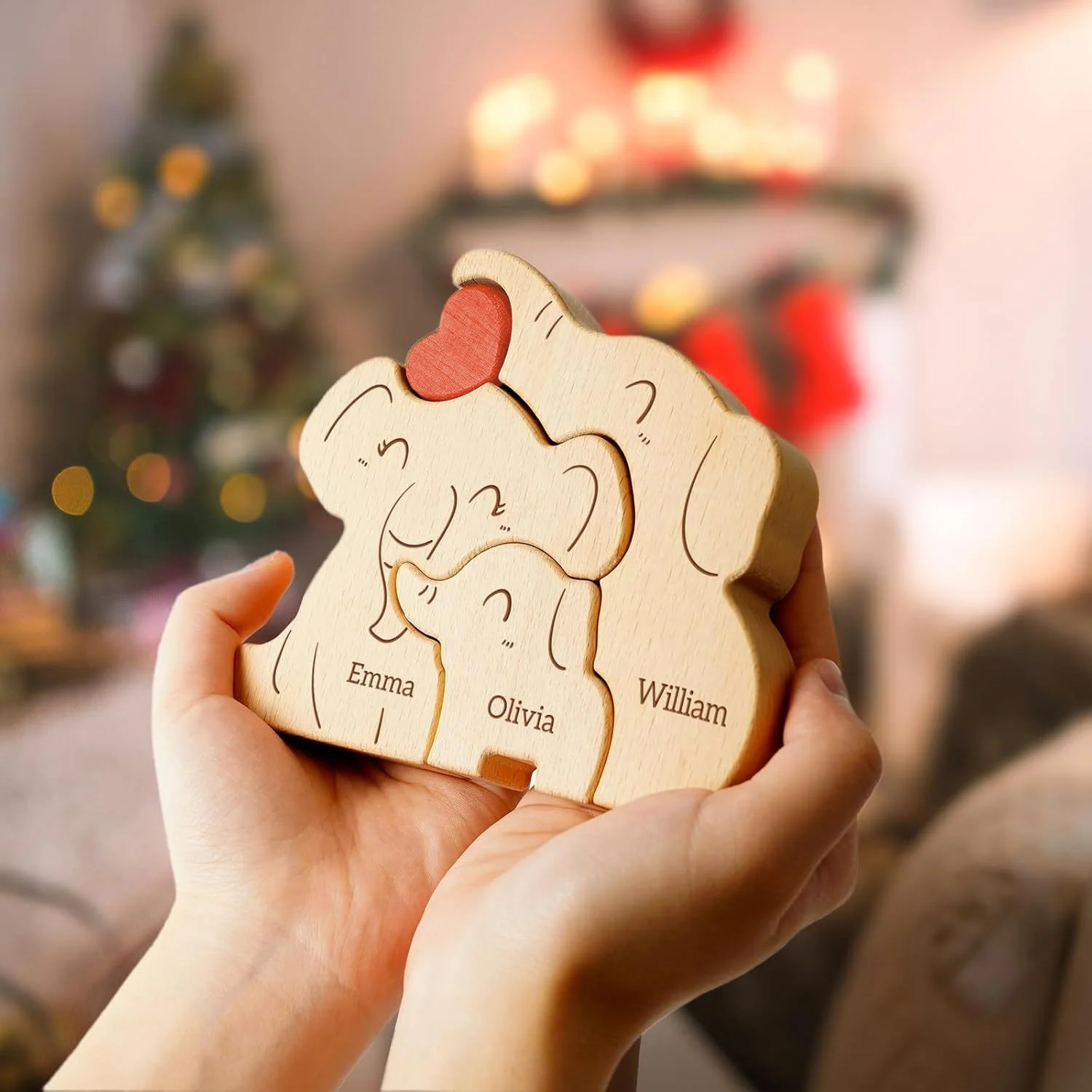 Wooden Family Puzzles ornament crafts miniature figurines miniature ornament wooden figurine crafts glass fruit pendants wooden bear family puzzle Name Art Animal Puzzles Elephant Ornaments Free Carving Gifts for Family Thanksgiving Day Gifts
