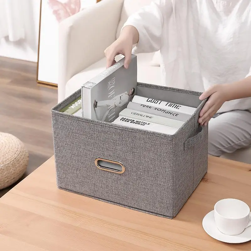 Home Use Cotton Linen Fabric Storage Box Staable with Lid for Clothes And Toys Organizer Box Simple Sle Jewelry Box