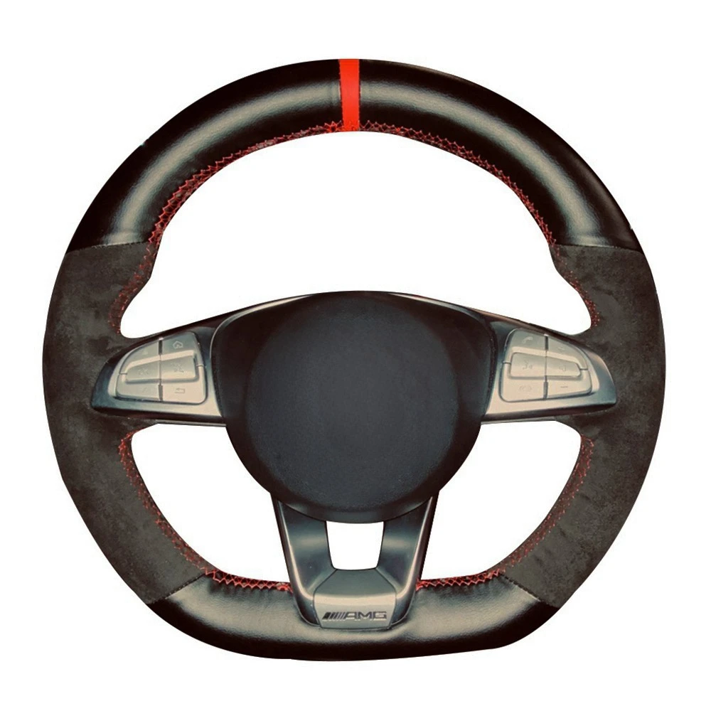 Coprivolante Per Auto A Treccia In Pelle Scamosciata Per Mercedes-Benz A45 Amg W205 C43 C63S Amg Cla45 Cls63 Amg Glc 43 63 Amg Accessori Per Auto