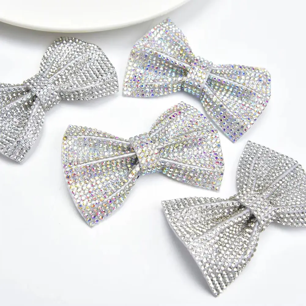 Rhinestone Bows Of DIY Project, Clothing, Bridal, Shoes And Accessories Rhinestone Appliques, Dimension 3.5 X3.5 Inches Wide, Sold As 1 Unit