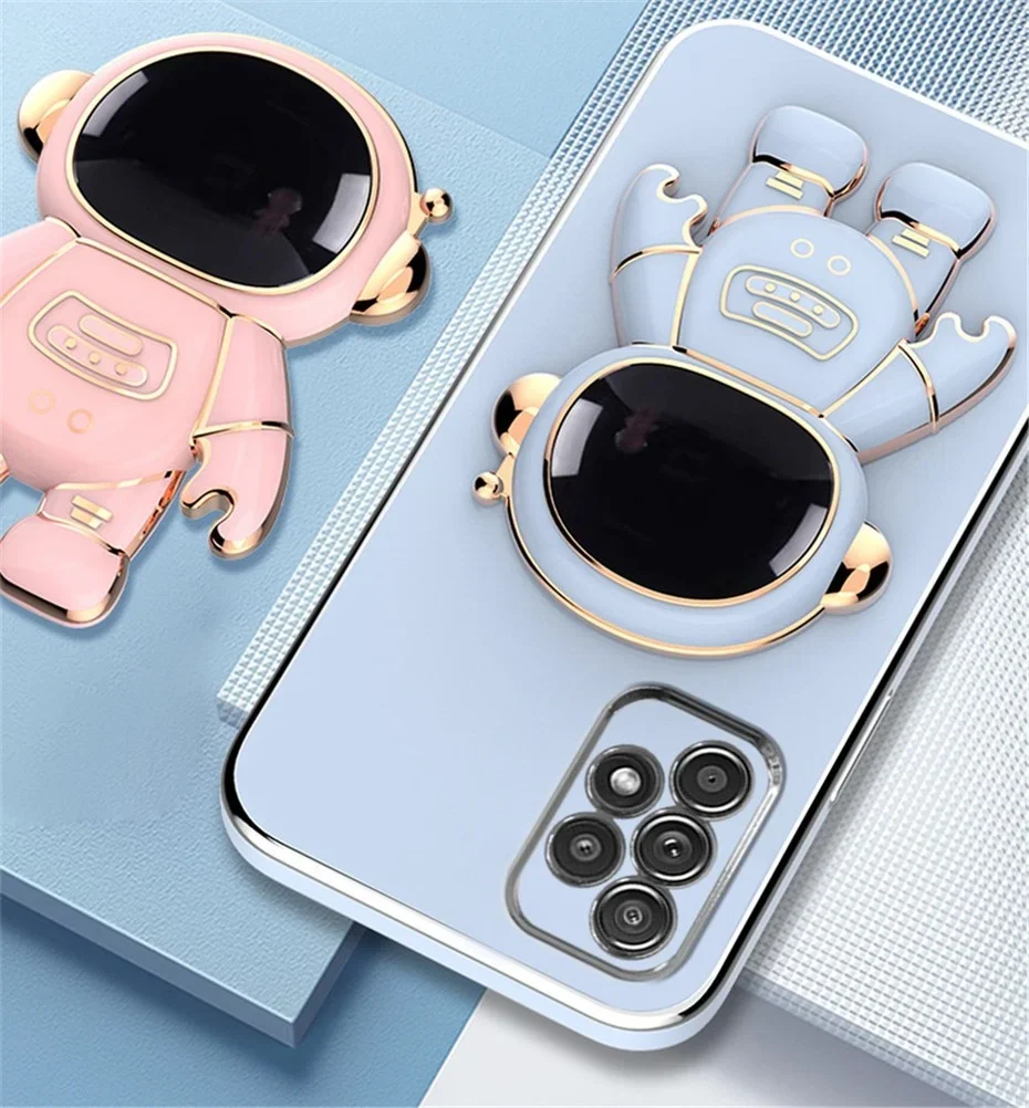 Astronaut Space Plating Holder Candy Color Silicone Stand Case