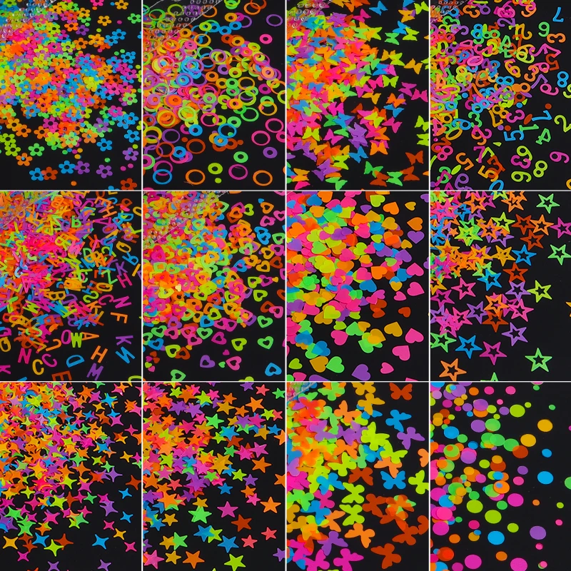 Fluorescence Epoxy Filling Butterfly Epoxy Resin Filler Pigment Letter Stars Flower Resin Sequins DIY Jewelry Making Accessories