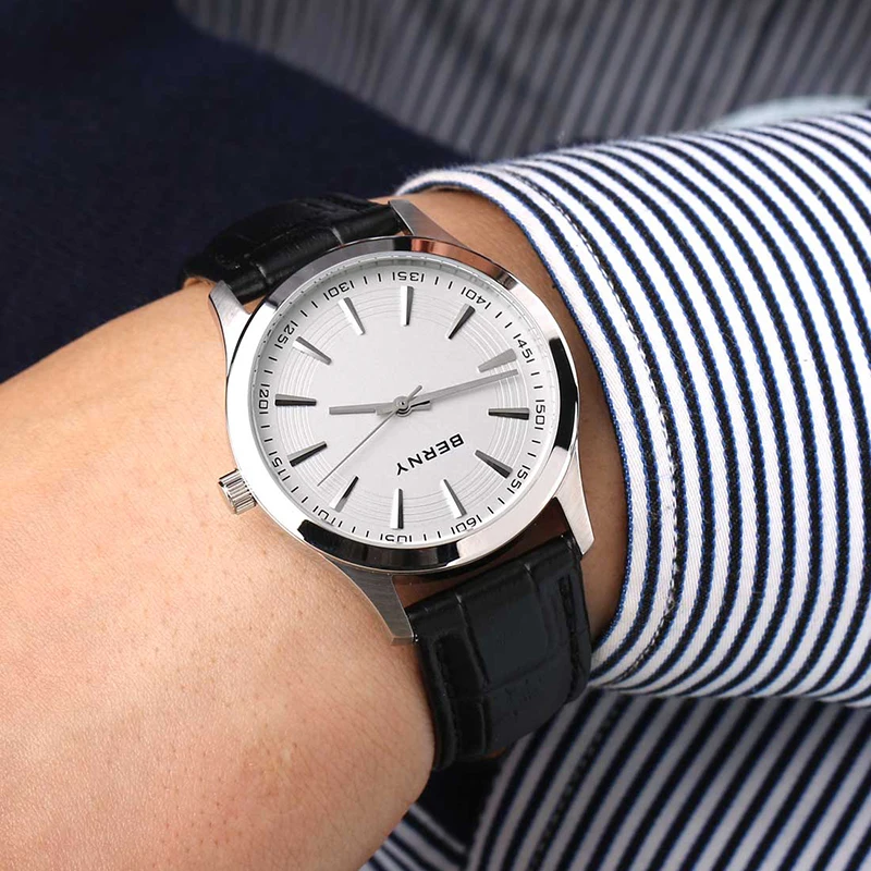 BERNY Uhren für Herren, klassische Herrenuhr, leicht, schlicht, lässig, Business-Armbanduhr, wasserdicht – Detail 15