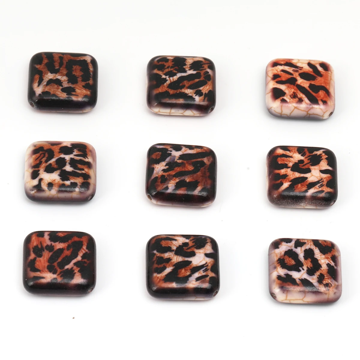 5/10pcs 20mm 레오파드 프린트 천연석 스퀘어 루즈 비즈 DIY 팔찌 헤어 수제 보석 공예 용품