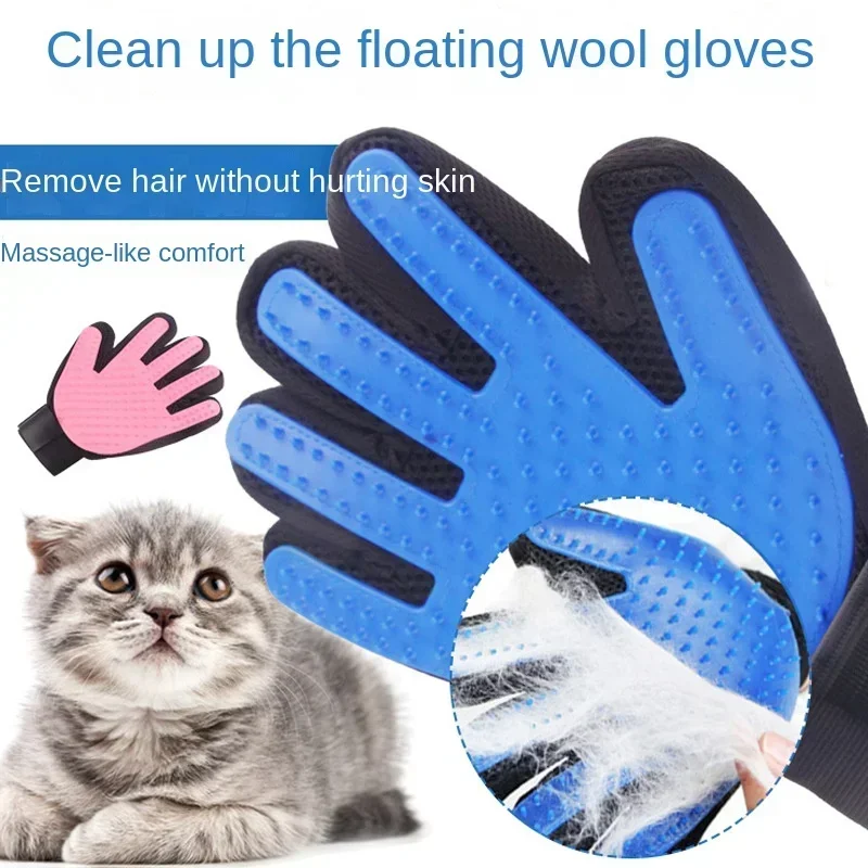 Dog Grooming Hair Pet Dog Products Cleaning Removal Beauty Bath Bathe Gloves 2pcs Comb Massage Cats Dogs Stuff Supplies Home
