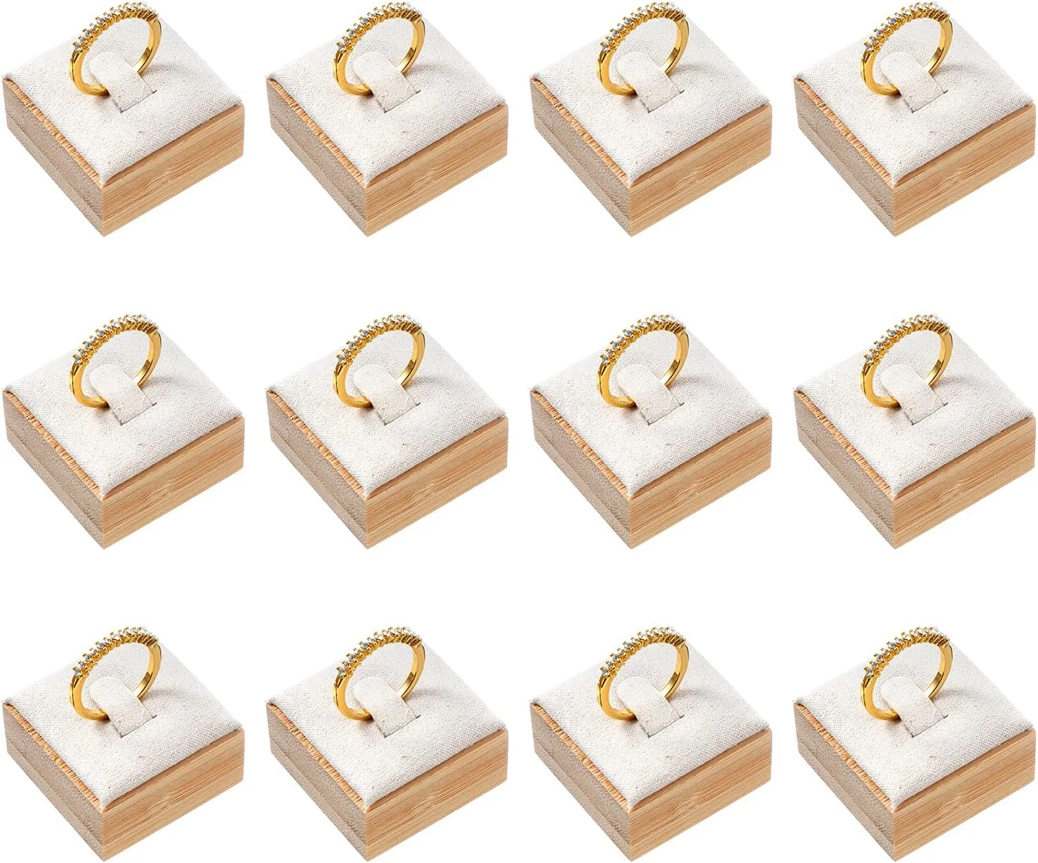 Bamboo Ring Holder Organizer with Velvet Mat