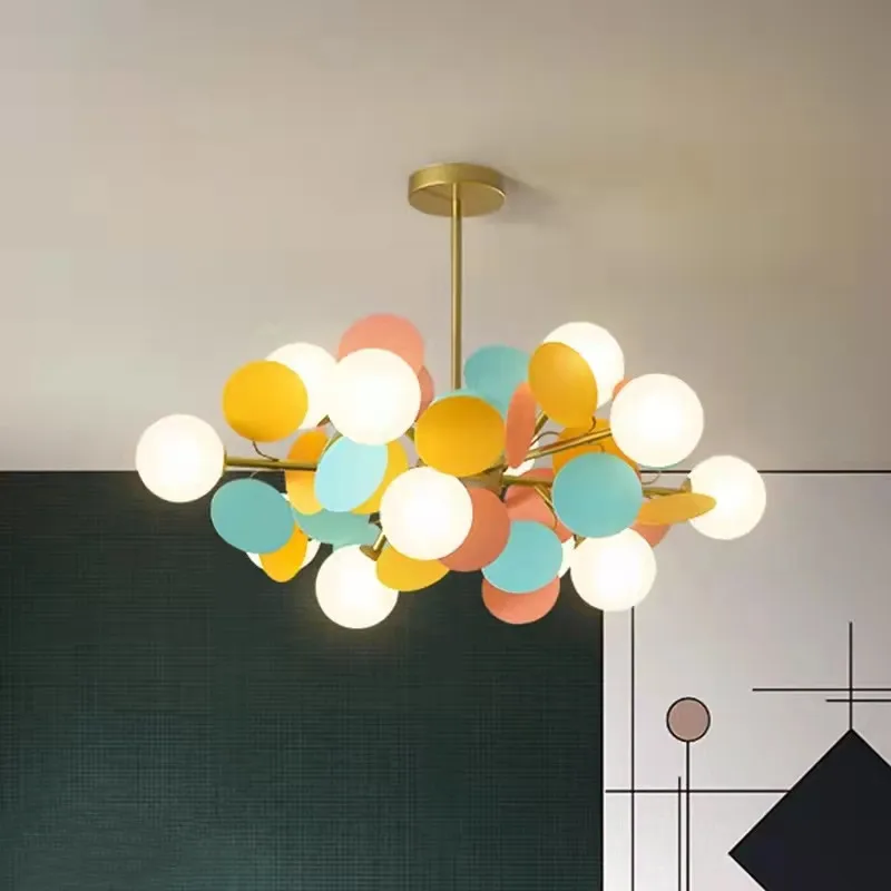 

Nordic Creative Designer Parlor Led Pendant Lamps Multicolor Art Tree Kid's Bedroom Cafe Decoration Light Fixtures