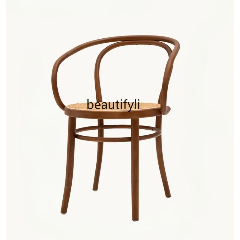 

Nordic Medieval Rattan Solid Wood Chair Restaurant Dining Chair Coffee Shop Retro Japanese Style Chair furniture