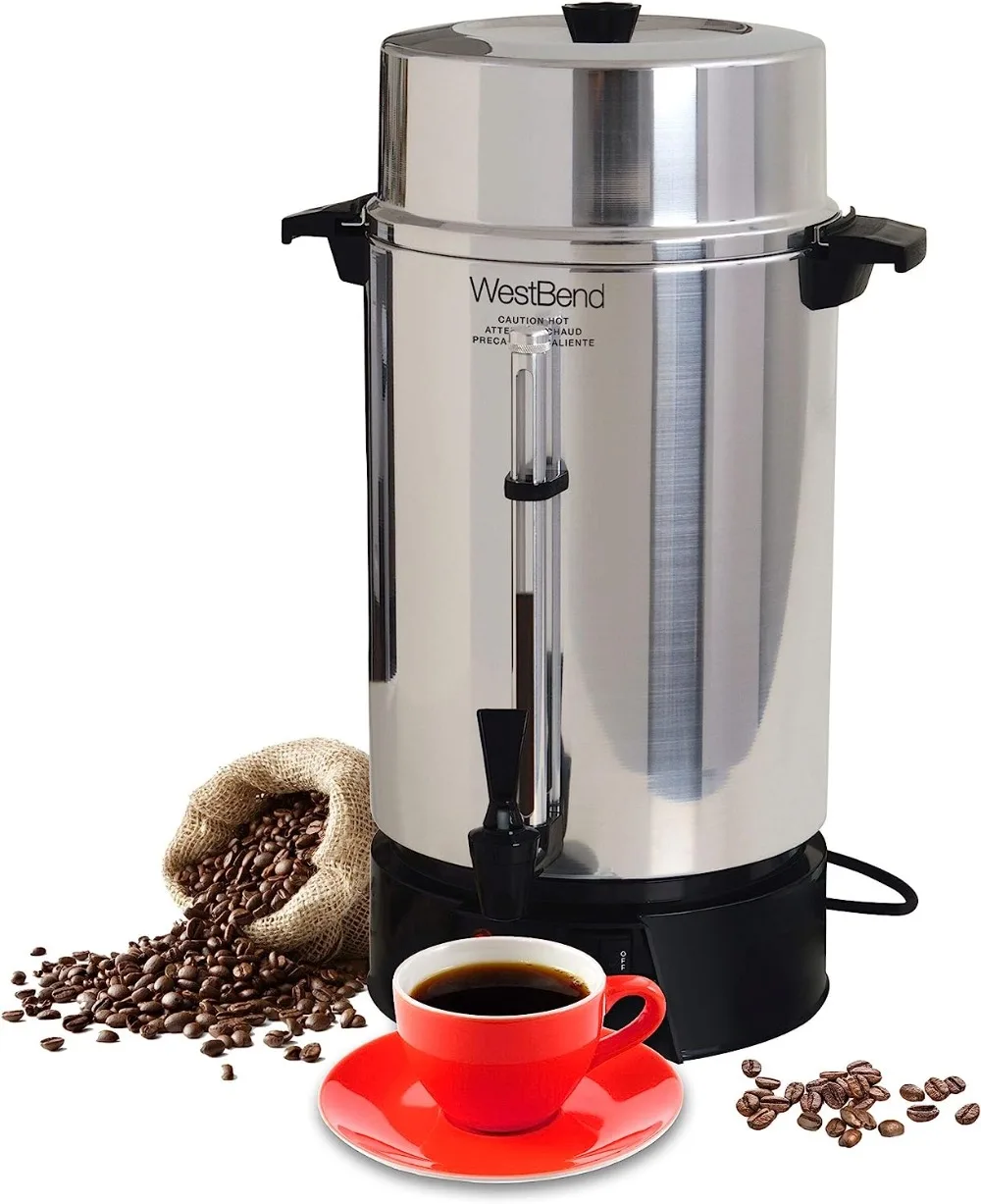 

West Bend 33600 Coffee Urn Commercial Highly-Polished Aluminum NSF Approved Features Automatic Temperature Control Large