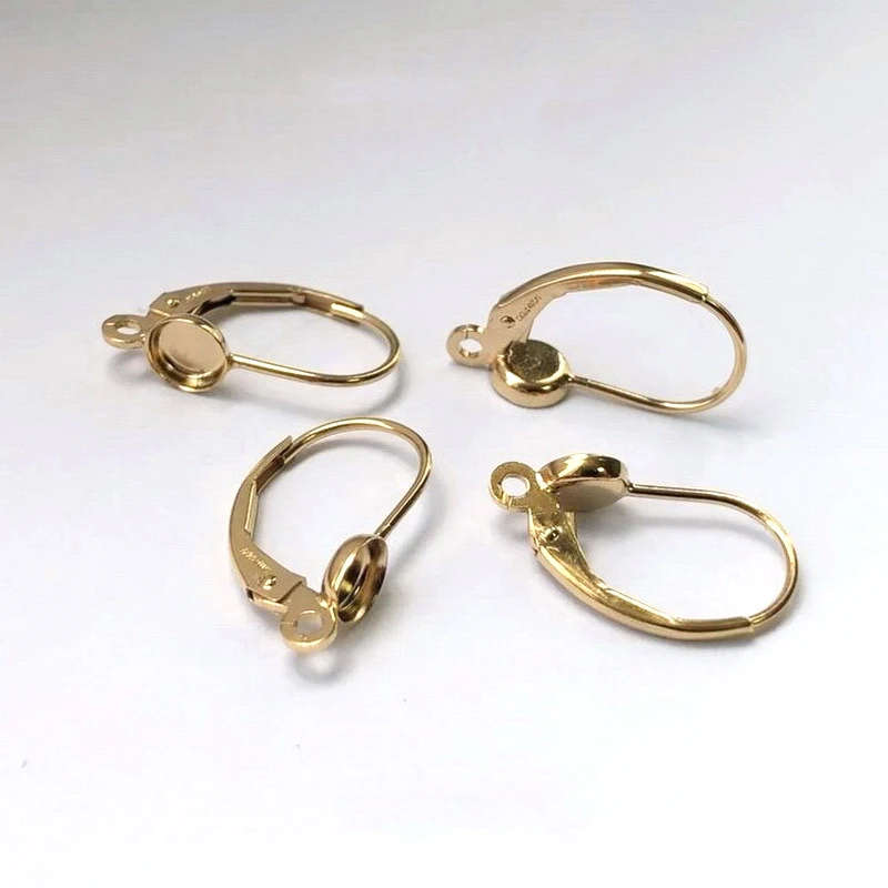 14K Gold Filled 4,0mm Lünette Cup Leverback mit Ringkomponenten Gold Ohrdraht für Schmuckherstellung DIY Ohrringe Zubehör Verschluss – Detail 12