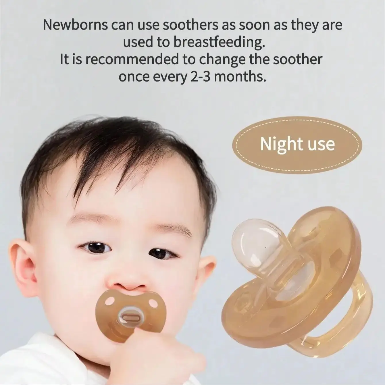 Silicone Pacifier 1PC Baby Nipple Sleeping Simulates Breast Milk Real Feeling Super Soft Anti-Colic